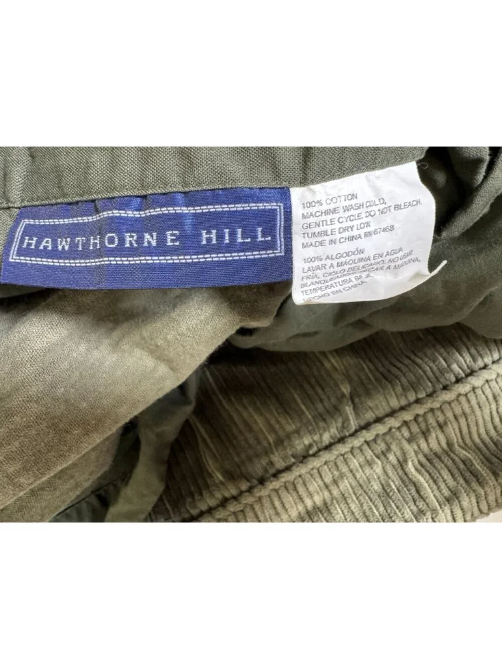 Set 2 Hawthorne Hill Olive Green Corduroy Throw Pillow Case 26x19 Mid Century